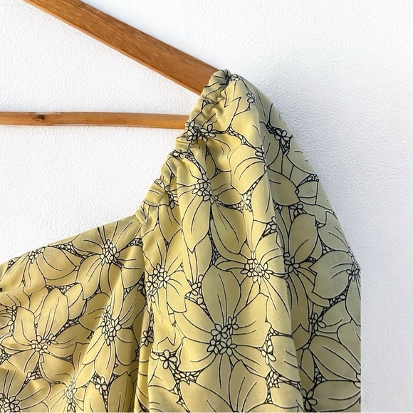 Lena • Floral Yellow Babydoll Cotton Blend Dress Puff Sleeves Sz Sm Cottagecore - Picture 4 of 9